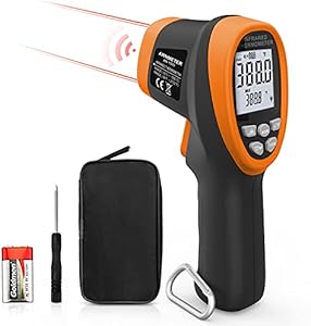 AIOMEST AI-1580 Touchless Pyrometer, Industrial High Temperature Infrared(IR) Thermometer Gun Measures Surface Temp from -58~2876℉, Dual Laser, Adjustable Emissivity (NOT for Human Temp) Aiomest