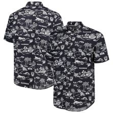Men's Reyn Spooner Black Las Vegas Raiders Throwback Kekai Print Button-Up Shirt Reyn Spooner