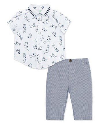 Комплект из рубашки и брюк на пуговицах спереди для маленьких мальчиков со щенками Little Me