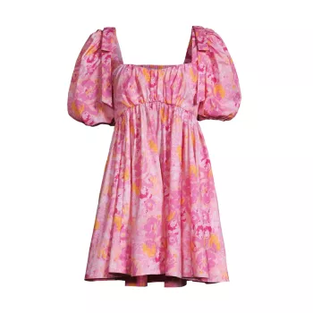 Martinique Floral Puff-Sleeve Minidress Likely