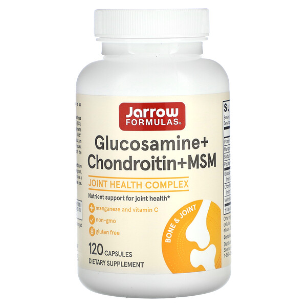 Глюкозамин + хондроитин + МСМ с марганцем и витамином С, 120 капсул Jarrow Formulas