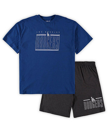 Мужская футболка Royal, Charcoal Los Angeles Dodgers Big and Tall и шорты для сна Concepts Sport