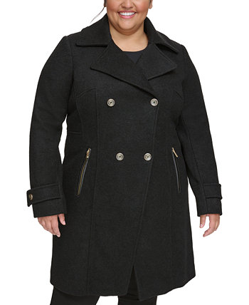 Женское двубортное пальто больших размеров с вырезом и вырезом GUESS