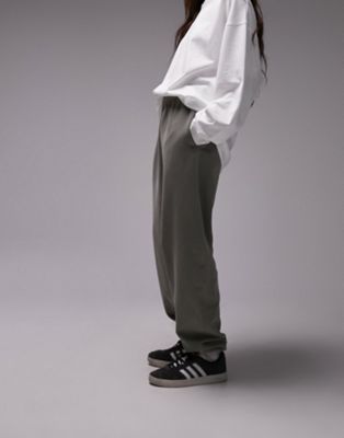 Однотонные спортивные брюки оверсайз с манжетами в винтажном стиле Topshop цвета хаки TOPSHOP