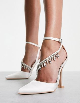 Be Mine Bridal Isadora heeled shoes with embellished detail in white  Be Mine