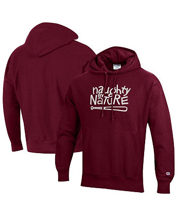 Мужской и женский пуловер с капюшоном из флиса обратного переплетения Maroon Naughty by Nature Champion