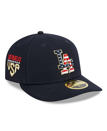 Мужская темно-синяя шляпа Los Angeles Dodgers 4 июля, низкопрофильная, облегающая шляпа 59FIFTY New Era