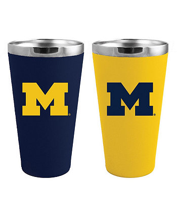Набор из 2 стаканов Michigan Wolverines Team Color, 16 унций, пинта Memory Company