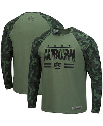 Мужская оливково-камуфляжная футболка с длинным рукавом реглан Auburn Tigers OHT в стиле милитари Colosseum