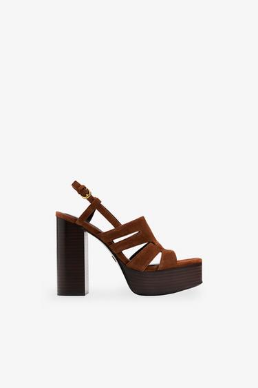 Женские Босоножки на каблуке Zara CHUNKY SUEDE PLATFORM ZARA