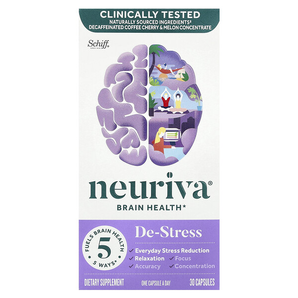 Neuriva Brain Performance, De-Stress, 30 Vegetarian Capsules (Вегетарианские капсулы) Schiff