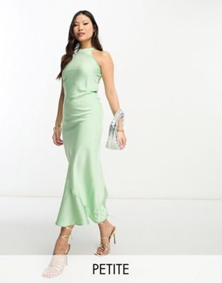 Мятно-зеленое платье макси с вырезом халтер Vila Petite Vila Petite