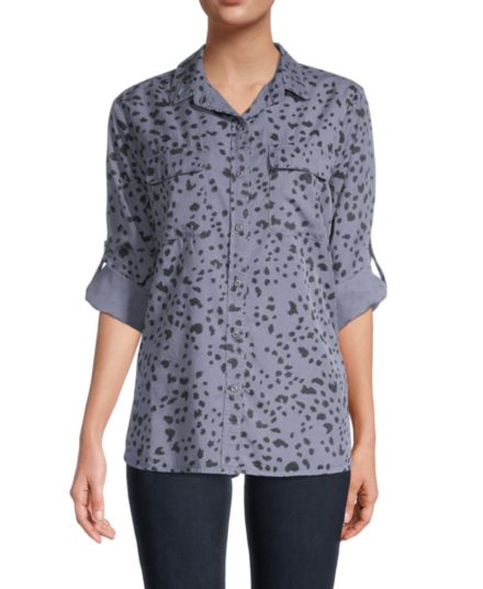 Рубашка с закрученными рукавами Saks Fifth Avenue