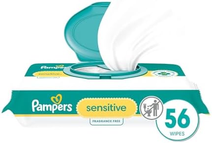 Pampers Sensitive Baby Wipes, Water Based, Hypoallergenic and Unscented, 1 Flip-Top Pack (56 Wipes Total) Pampers