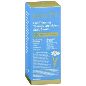 PURA D'OR Hair Thinning Therapy Energizing Scalp Serum Revitalizer (4oz) with Argan Oil, Biotin, Caffeine, Stem Cell, Catalase & DHT Blockers, All Hair Types, Men & Women (Packaging may vary) PURA D'OR