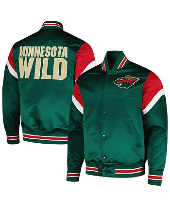 Мужская зеленая атласная куртка среднего веса с кнопками Minnesota Wild Mitchell & Ness