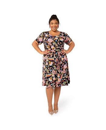 Women's Plus Size Brittany Short Sleeve Fit And Flare Dress Leota