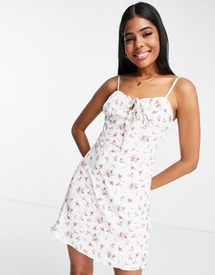 Collective the Label ruched cup mini dress in ivory floral Collective The Label