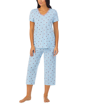 Женские 2 шт. Укороченный пижамный комплект с короткими рукавами Cuddl Duds