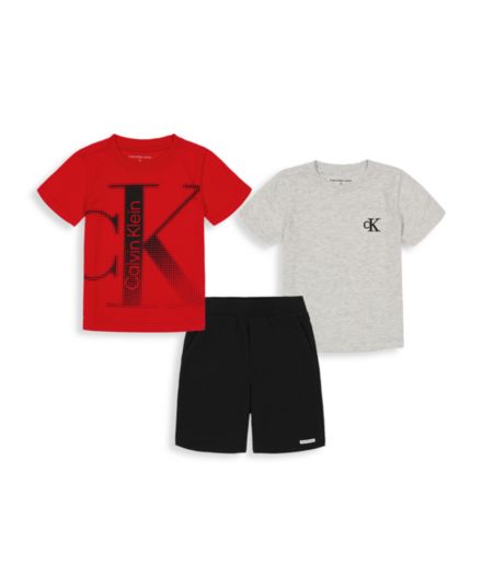 Футболка Little Boy's из трех частей с логотипом &amp; Комплект шорт Calvin Klein