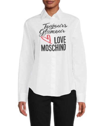 Рубашка на пуговицах с рисунком LOVE Moschino