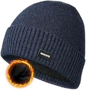 Wmcaps Winter Men Women Fleece Lined Beanie Knitted Hats, Soft Thermal Stocking Skull Caps for Cold Weather Outdoor Wmcaps