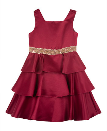 Атласное платье для маленьких девочек, украшенное драгоценными камнями Rare Editions