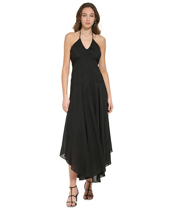 Женское платье без рукавов с v-образным вырезом и асимметричным подолом DKNY