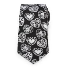 Мужские запонки, Inc. Черно-белый галстук в форме сердца с узором пейсли Cufflinks, Inc.