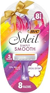 BIC Soleil Simply Smooth Women's Disposable Razors, 3 Blades With Moisture Strip For a Silky Smooth Shave, 8 Piece Razor Gift Set BIC