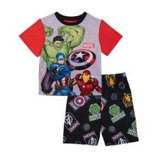 Мальчики 6–12 лет. Мстители «Мы Мстители»; Пижамный комплект из топа с короткими рукавами и шорт Licensed Character
