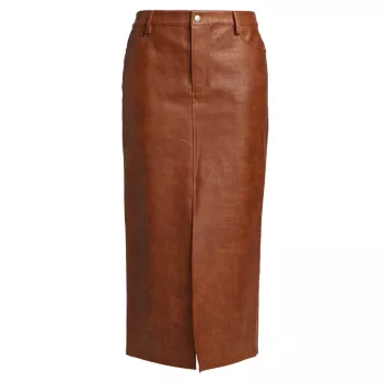 Roberta Faux-Leather Maxi Skirt WAYF