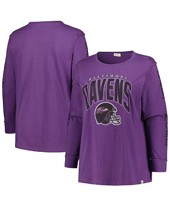 Женская фиолетовая футболка с длинным рукавом Baltimore Ravens Honey Cat SOA большого размера '47 Brand