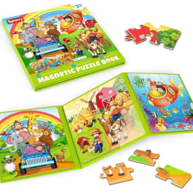 SYNARRY Magnetic Puzzles for Kids Ages 3-5, 20 Pieces Toddler Animal Puzzles, Children Travel Activity Toys Games for 3 4 5 6 Years Old Kids Boys Girls in Car Airplane, Learning Magnet for Road Trip SYNARRY