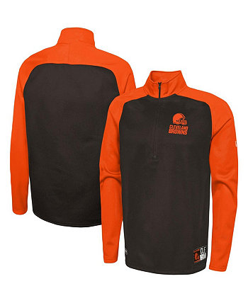 Мужская коричневая куртка Cleveland Browns Combine Authentic O-Line с молнией до половины реглан New Era