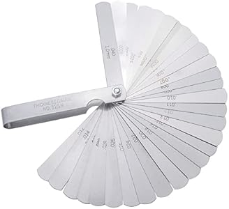 Mesee 32 Blades Feeler Gauge Measuring Tool, 0.02-1.0mm Stainless Steel Dual Marked Metric and Imperial Gauge Measurement Tool for Measuring Gap Width and Thickness Mesee