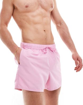 ASOS DESIGN swim shorts in short length in light pink   ASOS DESIGN