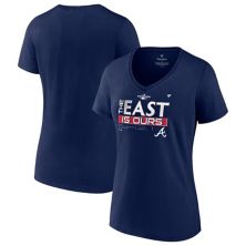 Фирменная темно-синяя женская футболка Fanatics Atlanta Braves 2022 NL East Division Champions Locker Room Plus Размер футболки с v-образным вырезом Fanatics
