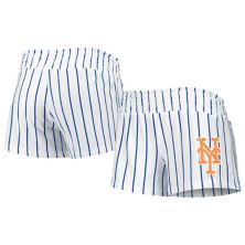 Женские спортивные белые шорты для сна в тонкую полоску New York Mets Reel Unbranded