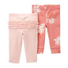 Комплект из 2 штанов без застежки с цветочным принтом и рюшами для маленьких девочек Carter Carter's