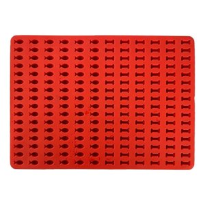 Double Sided Food Tray Board, Red Inner Tray, Multi-purpose Silicone Mat Fish Shapes Mat Baking Mat Dog Biscuits Hxoliqit