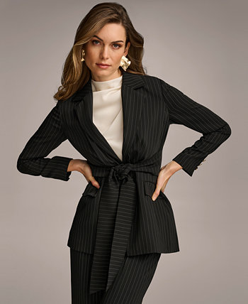 Женский пиджак в тонкую полоску с завязкой спереди Donna Karan New York