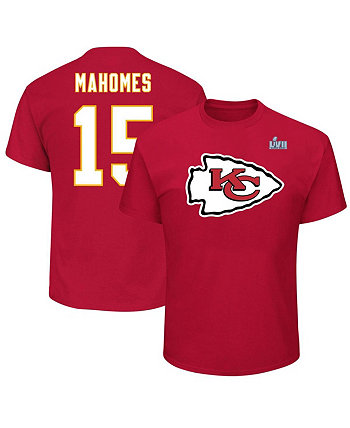 Мужская футболка Patrick Mahomes Red Kansas City Chiefs Super Bowl LVII Big and Tall с именем и номером Profile