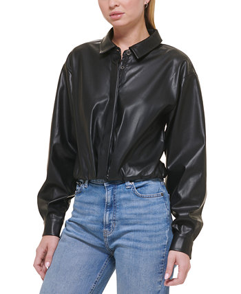 Женская укороченная рубашка из искусственного меха с пуговицами спереди DKNY