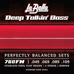 Гитара бас-гитары La Bella 760FL Deep Talkin' из нержавеющей стали Flat Wound, 4 струны, легкое натяжение 43-104 La Bella