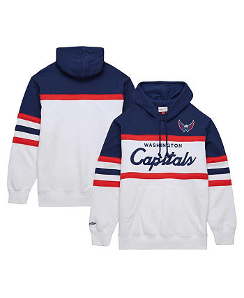 Мужской белый, темно-синий пуловер с капюшоном Washington Capitals Head Coach Mitchell & Ness