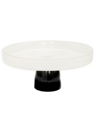 Стеклянная тарелка для торта на черной ножке, диаметр 9,5 дюйма Classic Touch