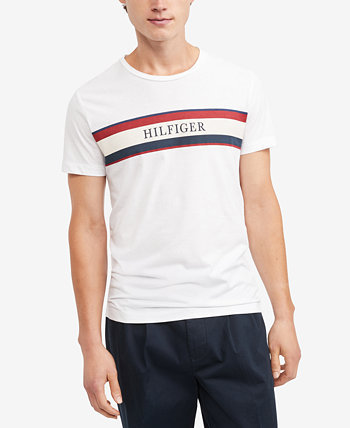 Мужская полосатая футболка с логотипом Hilfiger Tommy Hilfiger