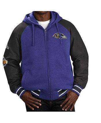 Мужская фиолетовая университетская куртка с капюшоном Baltimore Ravens Defender Raglan с капюшоном и молнией во всю длину G-III Sports