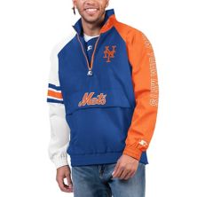 Men's Starter Royal/Orange New York Mets Elite Raglan Half-Zip Jacket Starter